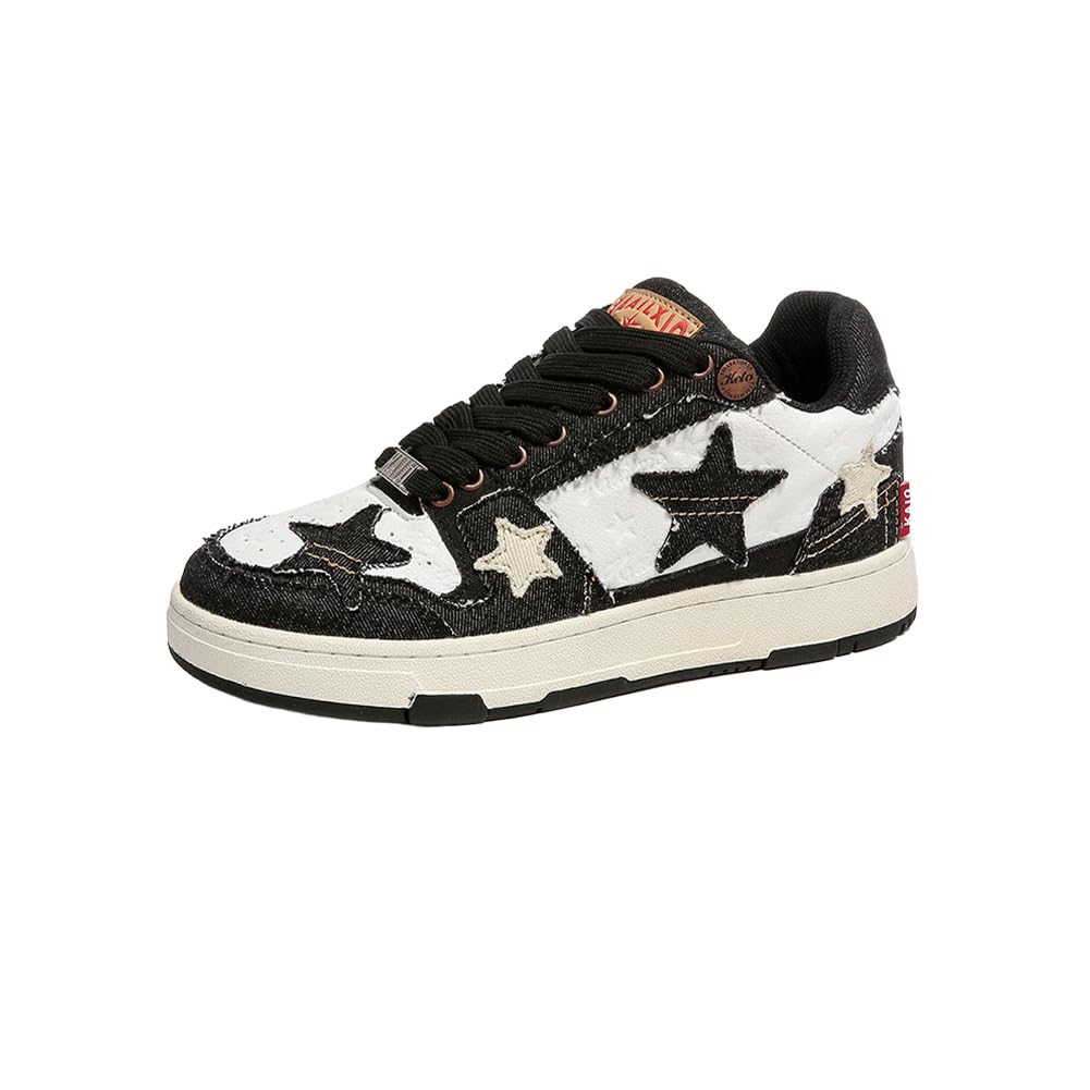 Star Pattern Chunky Platform Sneakers for Women Y2K Retro Skate Streetwear