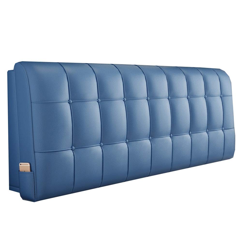 LXLIGHTS Back Wedge Headboard Bedside Cushions Big Backrest, Antifouling Wear-resistant Lumbar Support Pad Reading Pillow (Color : Blue, Size : No headboard-150cm)