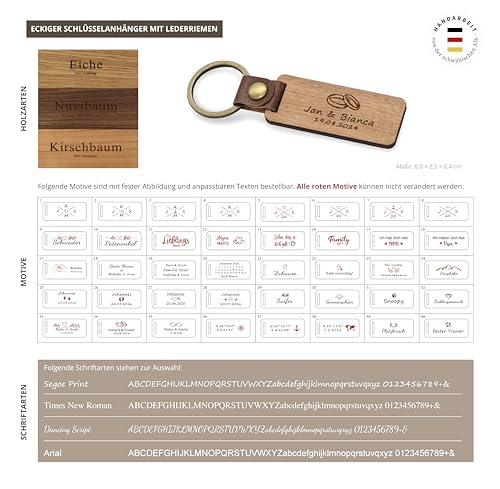 Personalisierter Schlüsselanhänger, Anhänger mit Schlüsselring, aus Holz mit individueller Gravur, Geschenk für Weihnachten, zum Geburtstag, Valentinstag uvm.