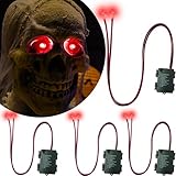 Sunwuun 4 Stück Halloween LED Leuchtende Augen für Halloween Deko Kostüm Cosplay Masken,Totenköpfe,LED Augen Dekoration (Rot)
