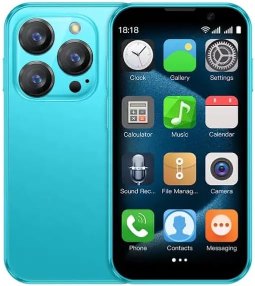 SOYES XS18 3G mini smartphone, 3-inch touchscreen, dual SIM 2GB RAM 16GB ROM, 1000mAh, 0.3 MP + 2 MP camera, Android 8.1 ultra slim phone (dark blue)