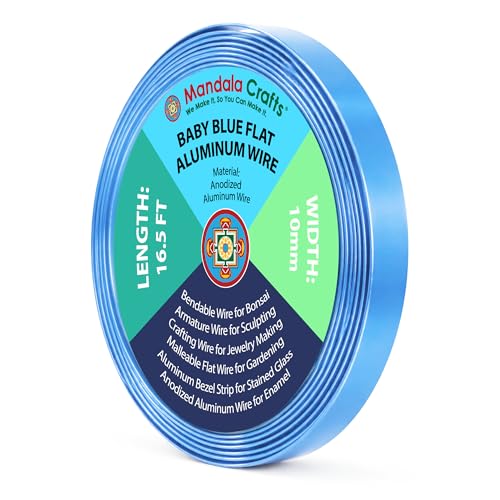 Image of Mandala Crafts 10mm Light Blue Flat Aluminum Crafting Wire for Sculpting