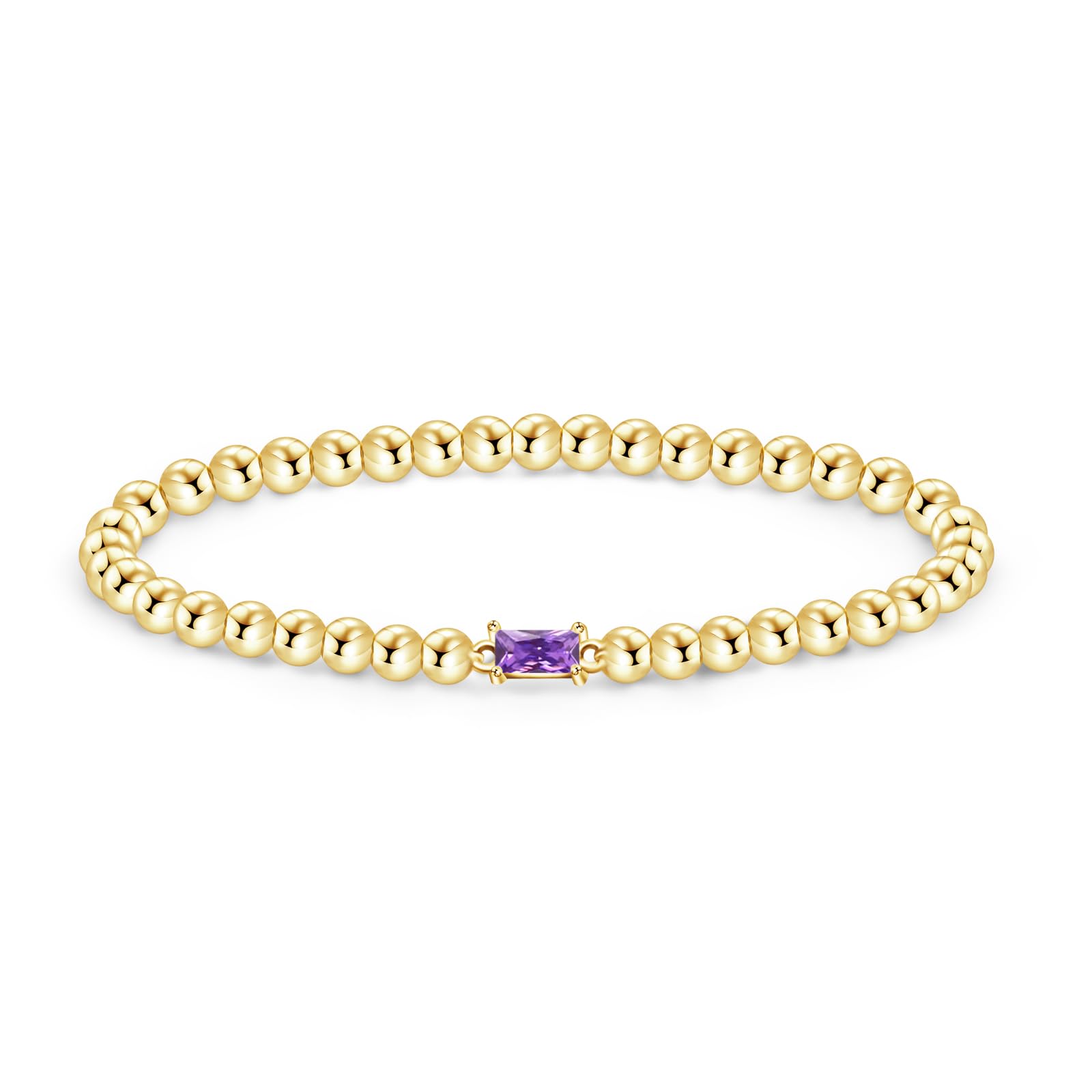 Free bird Birthstone Beaded Bracelet for Women Dainty 14K Gold Plated Stretchable Beaded Bracelet Hypoallergenic Waterproof Trendy Stackable Bracelet