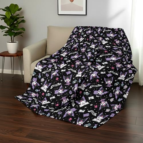 Sanrio Kuromi Anime Comfy Throw - Soft Quilted 60x80 Reversible for Couch Bed Adults & Kids