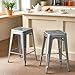 Furmax 24 Inches Metal Bar Stools High Backless Indoor-Outdoor Counter Height Stackable Stools Set of 4(Silver)