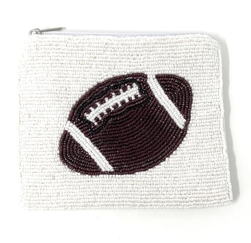 Football Beaded Purse Pouch, Coin Purse, Coin Pouch, Small Wallets, Gift Card Pouch, Birthday Gifts, Football Fans Gifts