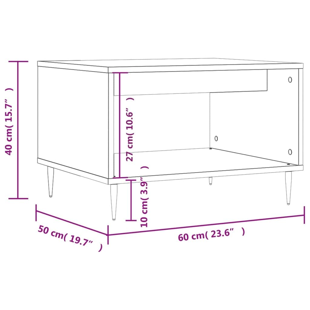 Tavolino da salotto in rovere Sonoma, 60 x 50 x 40 cm | Elegante tavolino da divano in legno con robuste gambe in ferro e pratico ripiano per il soggiorno o l'ufficio.