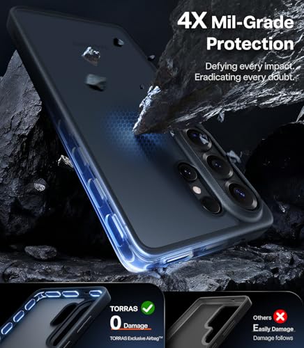Image of TORRAS for Samsung Galaxy S26 Ultra Case, [12FT Military-Grade Protection] Slim Case for Samsung S26 Ultra Case Thin, Matte Translucent Black, Thin, 6.9'' Guardian Series