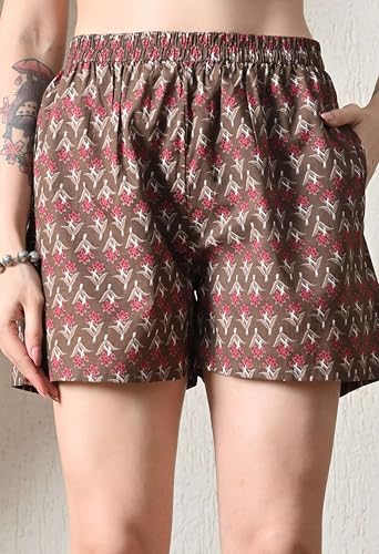 Image of Women Cotton Pajama Set Shirt & Shorts | Co-Ord Night Suit Soft Breathable Printed Sleepwear Lounge Wear Comfortable