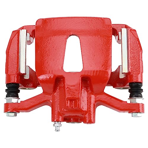 Image of TRQ Rear Right Brake Caliper w /Bracket Performance Red Passenger Side