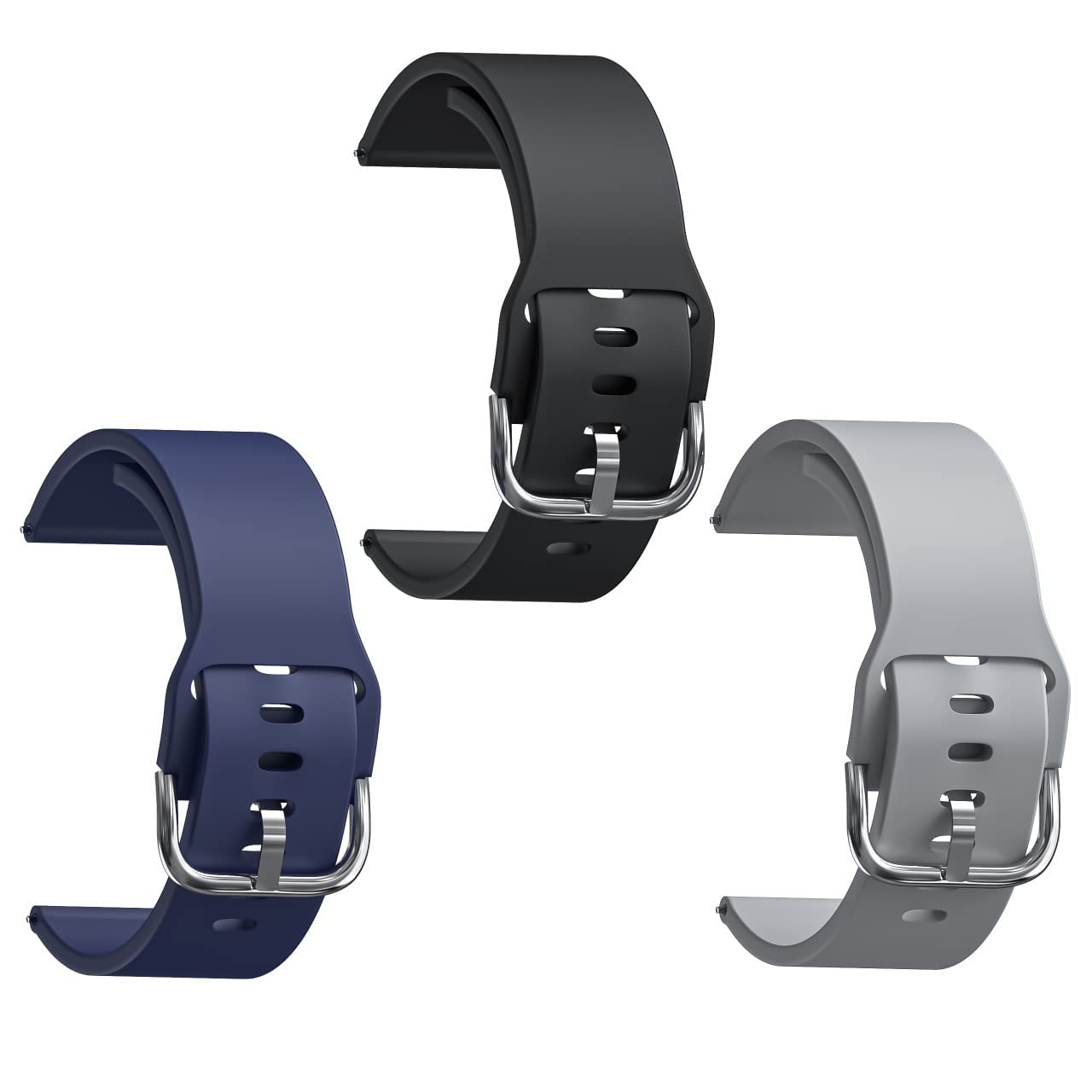 Silicone 22mm Strap with Metal Buckle Compatible with Boat Xtend, Boat Xtend Pro, Noise Colorfit Pulse 2 Max, Fireboltt Rage, Boat Flash Ultra Smart Watch & All Watches (Set of 3) (B0D8LBXL8V) Amazon Price History, Amazon Price Tracker