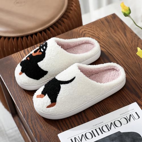 bolukets Damen Herren Hausschuhe Winter Warme Lustig Plüsch Hausschuhe Flauschige Tier Pantoffeln Flaumig Slippers für Outdoor/Indoor Dackel 40-41