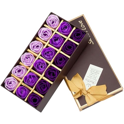 18pcs Savon de fleur en Forme de Rose dans un Boite (Violet) - Gearmax