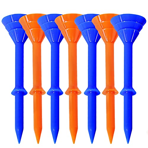 Bramasole Golf Tees Plastic 3 1/4 Inch Step Up Unbreakable Value 30/50 Pack, Pro Upgrade Long 83 Mm Durable Stable Assorted Tee, Reduce Friction Side Spin For Golfer Practice (50 Pack, Blue+Orange) #TOP5