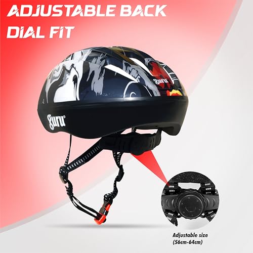 Image of GURU Cycling Helmet, Light Weight with Superior Ventilation, Helmet for Mountain, Road Bike & Skating Helmet with Premium White EPS Foam Lining, Ideal for Adults and Kids