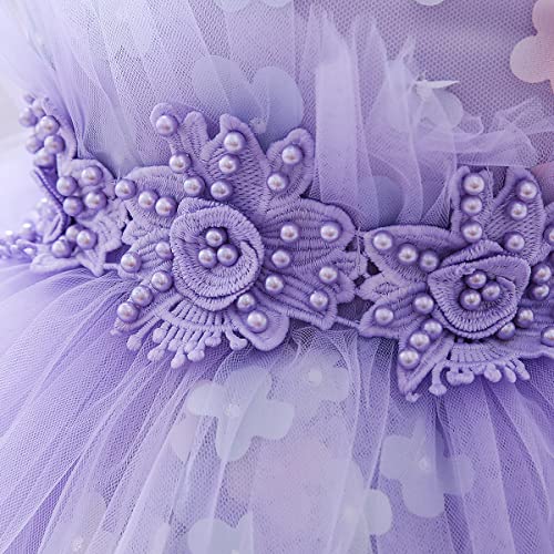 Robe à fleurs enfant violette tutu princesse de mariage 2 ans