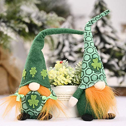 image for Vicetion 2 Pcs Green Gnomes St. Patricks Day Leprechaun Swedish Gnome 