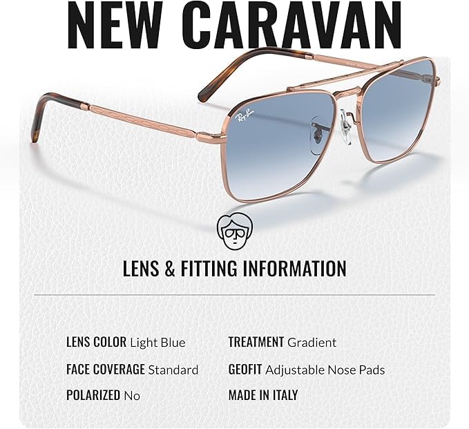 Image of Ray-Ban RB3636 NEW CARAVAN Square Shape Sunglasses for Men & Women with Official Eyewear Kit