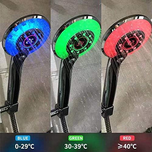 LED Digital Shower Handheld Portable Hand Held Shower Tool Head with 3-Color Temperature Control LED Light 3 Spraying Modes Water-Saving Shower Head with Digital Temperature Sensor Display - Image 3