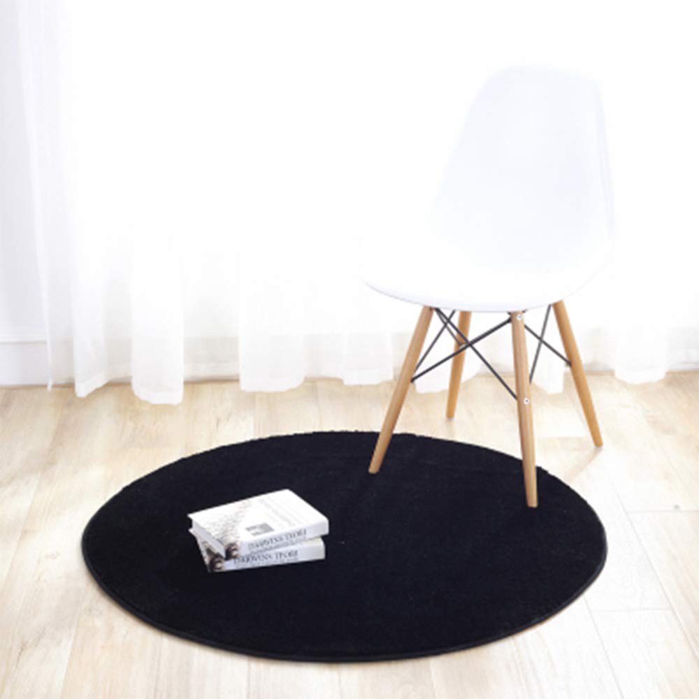 GueTTO Tappeto Rotondo Tappeto Peloso, Morbido E Antiscivolo, per Salotto, Tavolino Salotto, Super Morbido, Antiscivolo, Yoga Tappeto Decorativo Soggiorno Camera da Letto E Bagno,Nero,200CM
