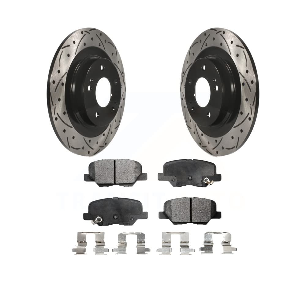 Rear Coated Drilled Slotted Disc Brake Rotors And Ceramic Pads Kit For Mitsubishi Outlander Sport PHEV RVR KDT-100552