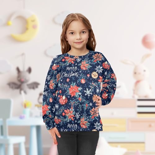 JUNZAN Christmas Navy Blue Snowflakes Pine Cone Kids Boys Pullover Hoodie Crewneck Kids Hoodies Boys Sports 4T 5