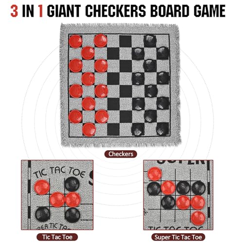 Juego de Damas Gigante Clásico 3 en 1 para Niños y Adultos miniatura 3