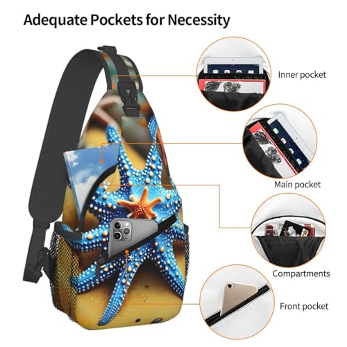 Mochila bandolera deportiva unisex con estampado de estrella de mar miniatura 4