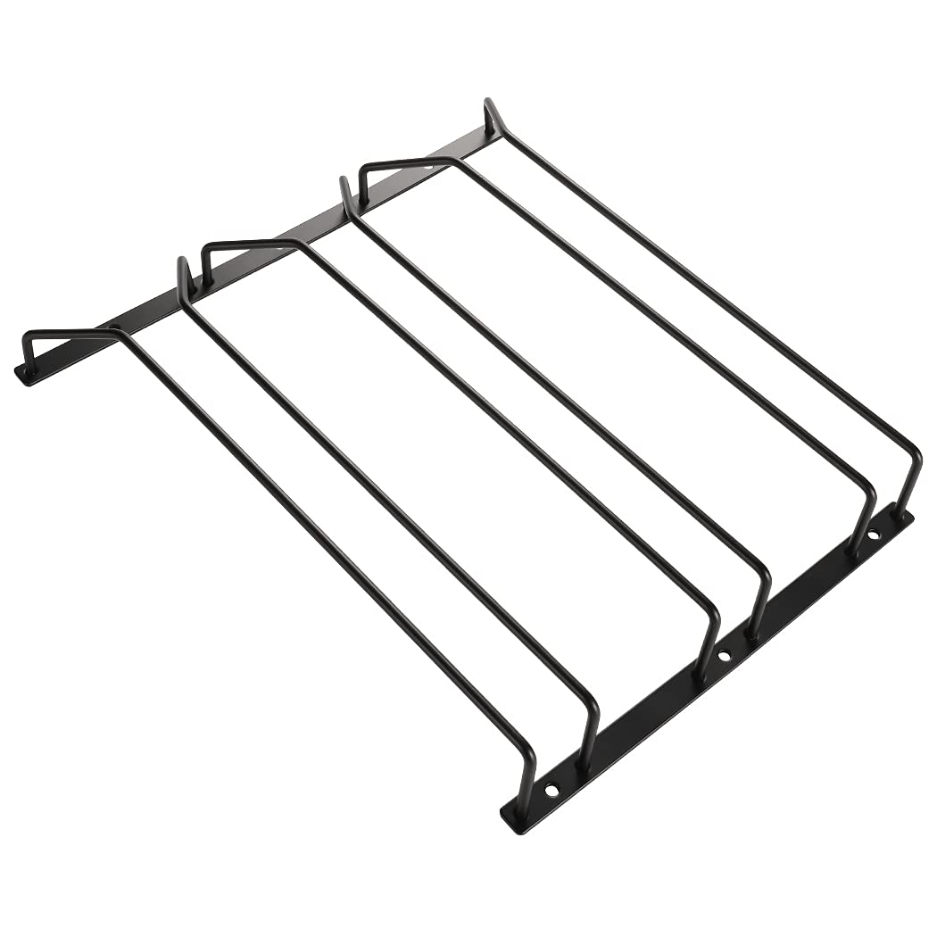 Étagère à verres à vin 35,5 cm - Noir - Support pour verres à vin sous étagère - Pour bar et salle à manger - 3 rangées