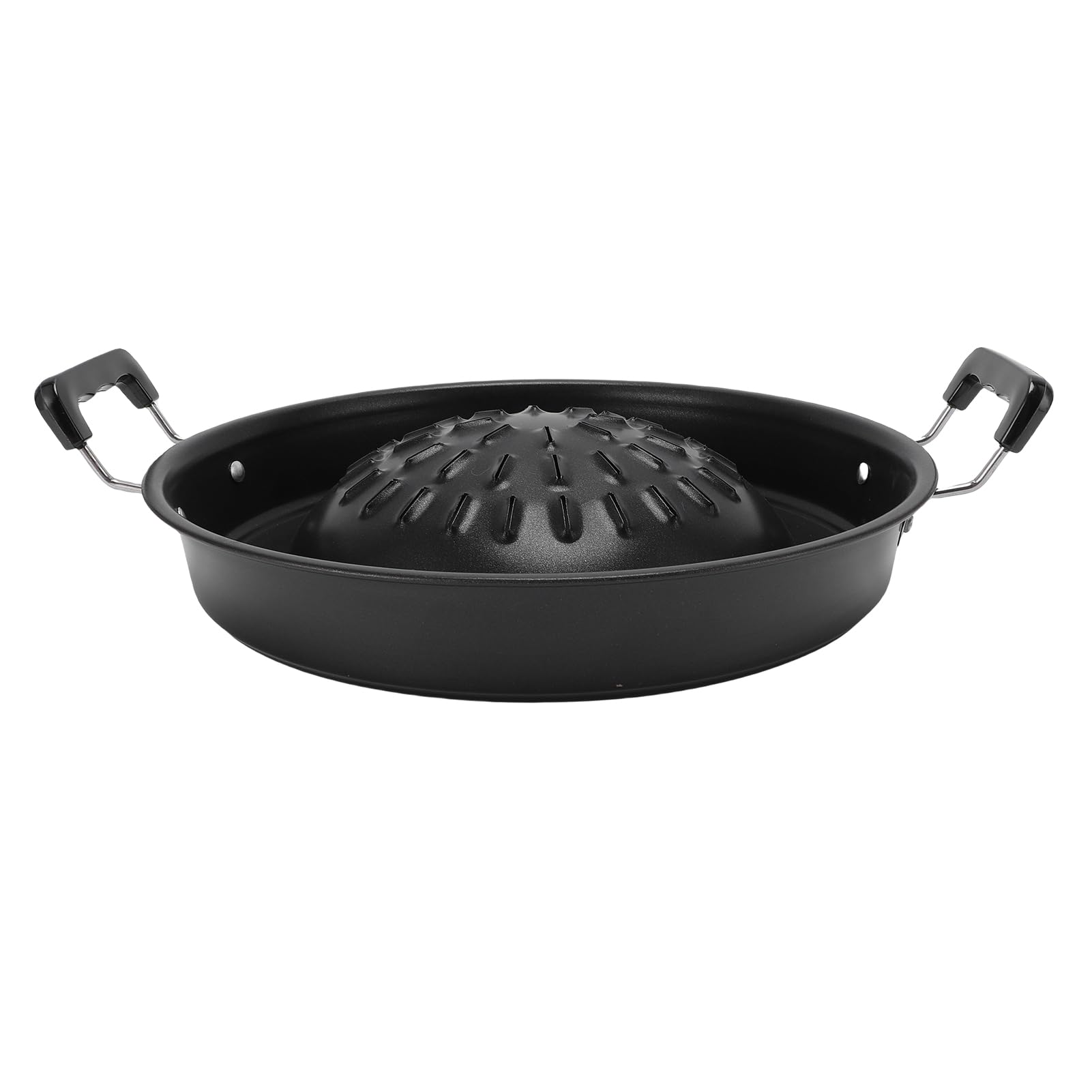 Tnfeeon Portable Barbecue Grill Thai BBQ Grill Pan 2 in 1 Non Stick Even Heating Aluminum Hot Pot Grill Charcoal Pan for Indoor Outdoor Gatherings for Backyard, Camping, Boat (30cm/11.81in Black)
