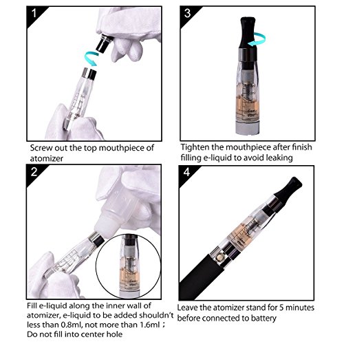 VOSO 10 x CE4 Atomizer-Verdampfer 2.4 Ohm/1.6 ml-mit langen Dochten Köpfe EGO-T/EGO-C/EGO-W/510 eGo – Bild 4