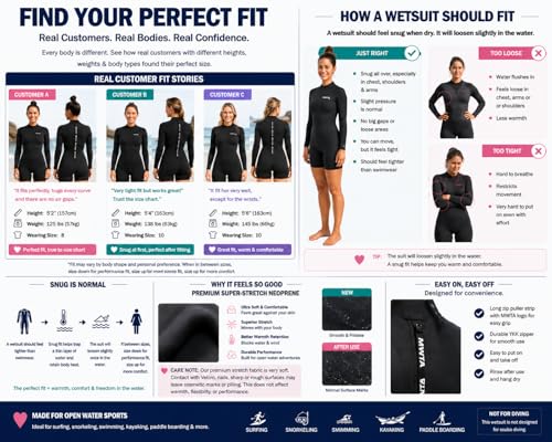 Image of MWTA Women's 2mm Back Zip Spring Wetsuit Long Sleeve Surf Suit Size 4 | Flexible 2mm neoprene spring wetsuit designed for surfing, swimming and paddleboarding adventures.