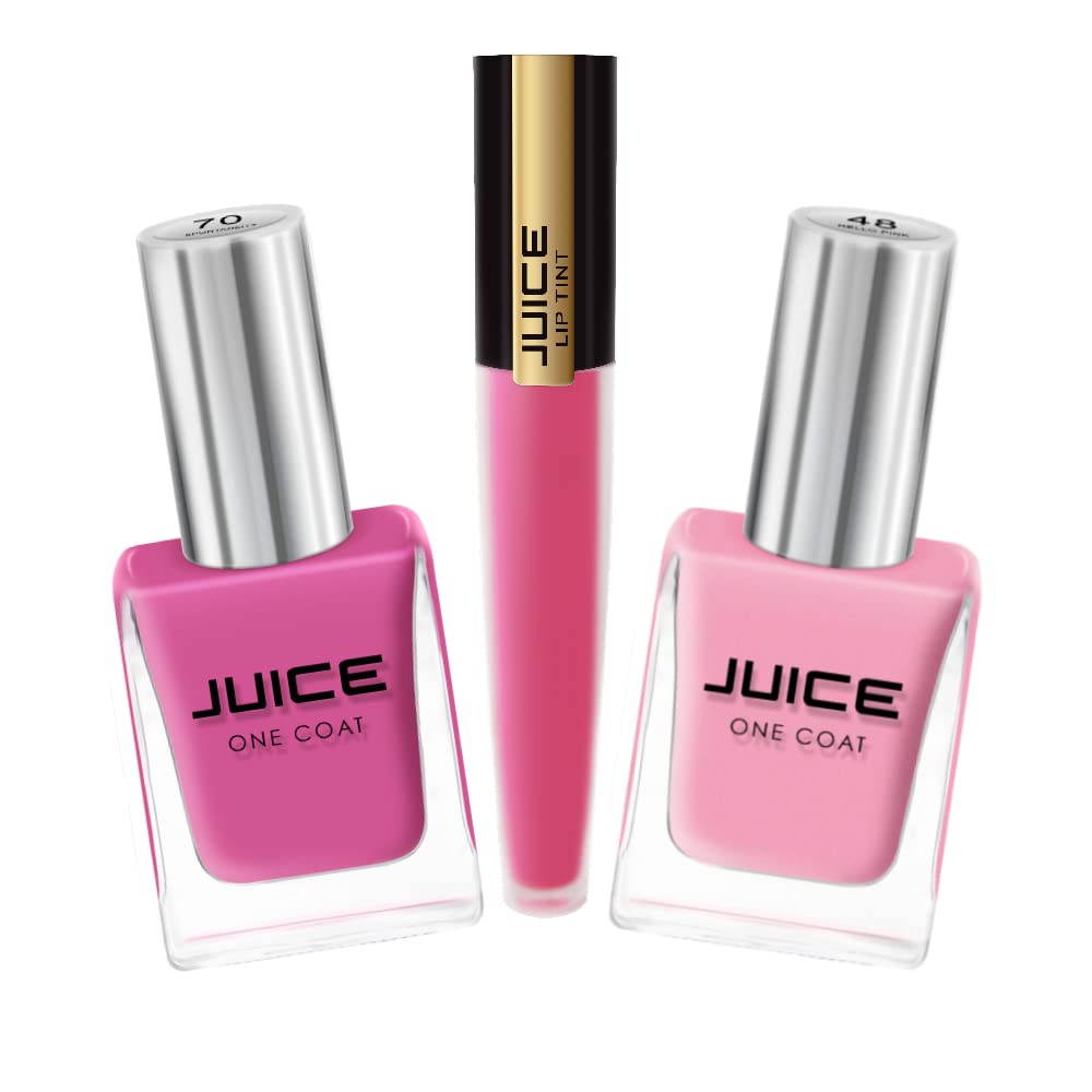 JUICE1 LIPTINT (MADISON - M86) & 2 NAIL PAINTS (HELLO PINK- 48 & SPONTANEITY - 70) | WATERPROOF & LONG LASTING | PACK OF 3