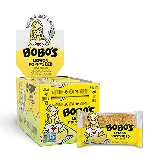 Bobo's Oat Bars (Lemon Poppyseed, 12 Pack Of 3 Oz Bars) Gluten Free Whole Grain Rolled Oat Bars - Great Tasting Vegan On-The-Go Snack, Made In The Usa #TOP2