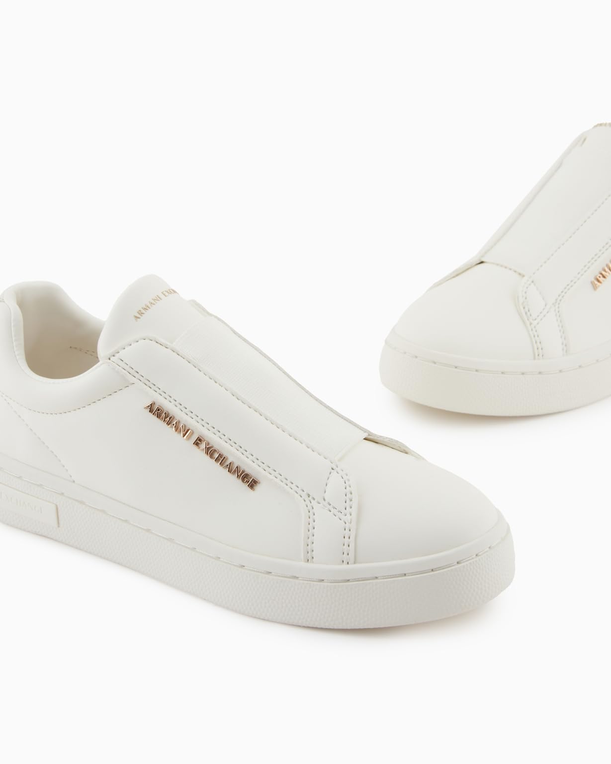 Armani Exchange London, Metal Gold Logo, Slip On, Scarpe da Ginnastica Donna