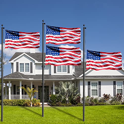 EAGLE TOP 20Ft Flag Poles for Outside House Inground with 3x5 American Flag, Heavy Duty Aluminum In Ground Flagpole,Inground Flag Poles for Residential Commercial Outdoor Garden (Black, 20FT) by EAGLE TOP - Used condition - Image 4