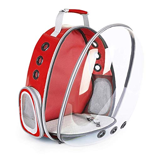 Image of 24x7 eMall Pet Backpack Carrier Transparent Capsule Red for Cats Small Dogs