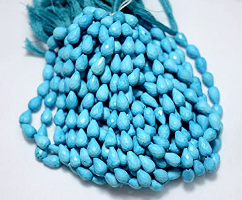 Perles Turquoise haut de gamme en gouttes facettées de howlite pour bijoux d'exception