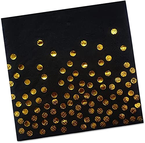 meioro Serviettes Cocktail Or Rose, Décorations Joyeux Anniversaire, Serviettes de Fête Jetables Pliées 6,5 x 6,5 Pouces, Serviettes en Papier 2 Épaisseurs pour Banquet, fête, dîner Cover