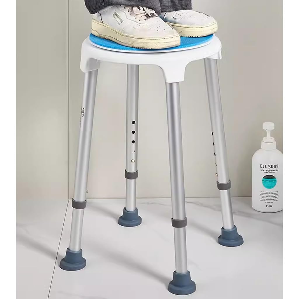 Silla De Ducha Redonda Ajustable, Asiento De Ducha Giratorio De 360 ​​Grados, Taburete De Banco De Baño De Aluminio Resistente, For Personas Mayores, Discapacitados, Embarazadas, Bariátricas