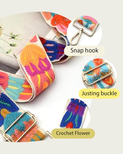 Image of Embroidered Purse Straps Replacement Crossbody Wide Adjustable Bag Straps