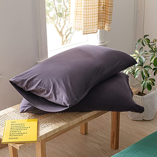 Handontime Cotton Duvet Cover Queen Classic Solid Purple Bedding Jersey Knit Cotton Comforter Cover Sets, Breathable Simple Style Bedding Sets (1 Duvet Cover And 2 Pillow Covers) Zipper Closure #TOP6