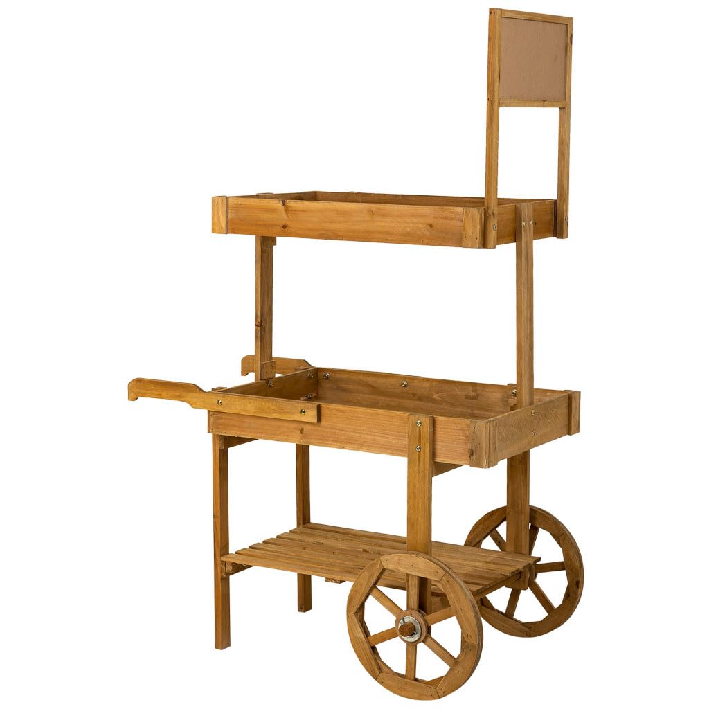 WANDERLUST DECO Carro Expositor con Ruedas de Madera marrón 55x86x135