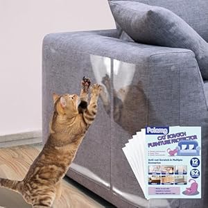 Anti-Cat Scratch Furniture Protector-12-Pack âSingle-Sided, Heavy-Duty Self-Adhesive Tape, No-Residue for Couch, Doors & Walls – with 52 Twist Pins
