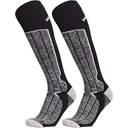 WEIERYA Men Women Ski Socks Thick Warm Cotton Skiing Socks for Winter Sports Outdoor Cold Weather, 2 Pairs Black M