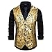 Produktbild Herren Slim Fit Weste - V-Ausschnitt Button Down Knistern Bedruckte Formelle Anzugweste Mit Taschen - Single Breasted Business Casual Hochzeitsfeier Smoking Weste Kleid, Gold, L Luftige Pendlerweste