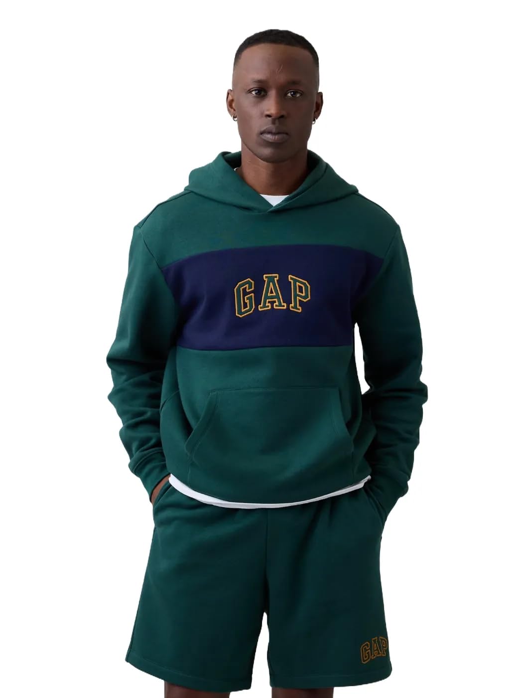GAP Felpa con cappuccio da uomo Heritage Logo Tropic verde XL