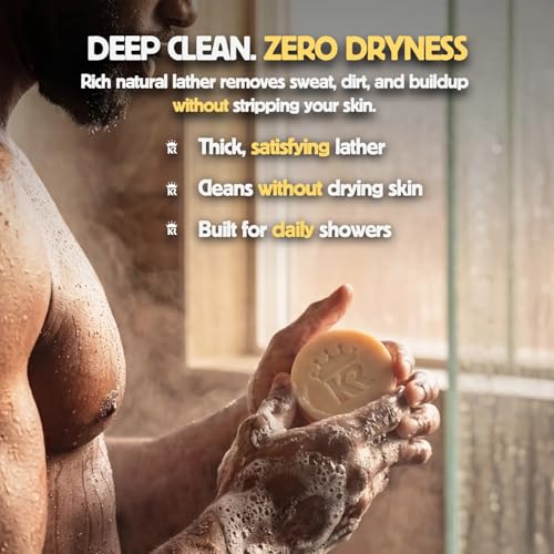 Image of Organic Cold Process Soap Bars for Men, Moisturizing Body Wash 3-Pack