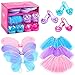 Princess Dresses for Girls Fairy Wings, BIBUTY Dress Up Clothes Pretend Play Costumes Trunk with 3 Sets of Princess Dress Up Shoes, Glitter Girls Tutu Skirts and Butterfly Wings, Toys for 3-6 yr Girls
