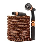 Coopers of Stortford - Copper-Colour Expanding Garden Hose Pipe 30m/98ft - Flexible Kink-Free, Garden Hose with 10 Spray Nozzle - Lightweight & Durable